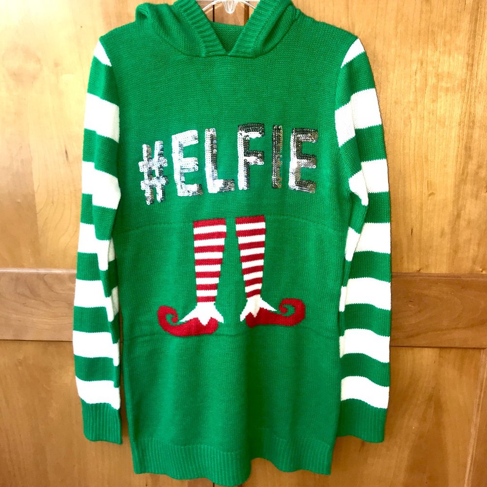 No Boundaries Elfie Green Christmas Sweater